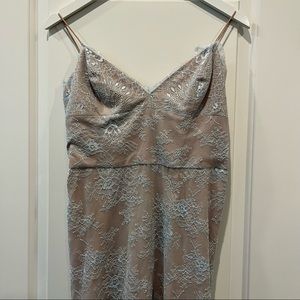MARCHESA NOTTE Blue Lace Maxi Dress ALTERED PLEASE READ